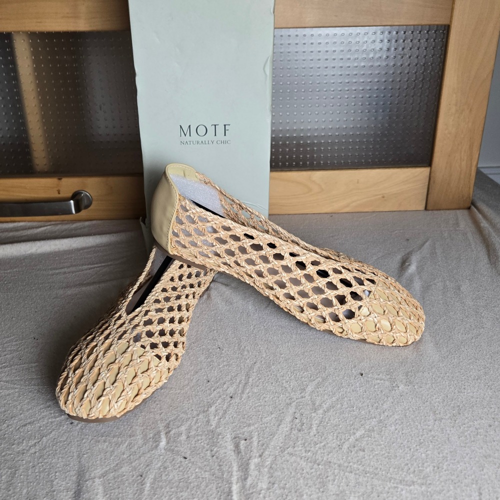 MOTF Woven Ballet Flats Womens 39 Beige New In Box Naturally Chic G250811-4